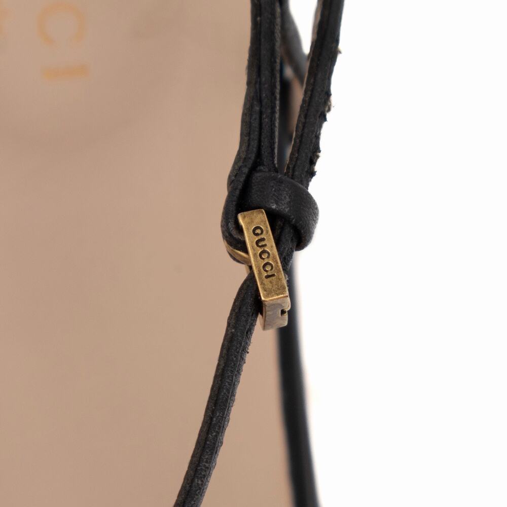 Gucci Black Leather GG Marmont Ankle Strap Flat Sandals Size 35 US 5 - Picture 15 of 16
